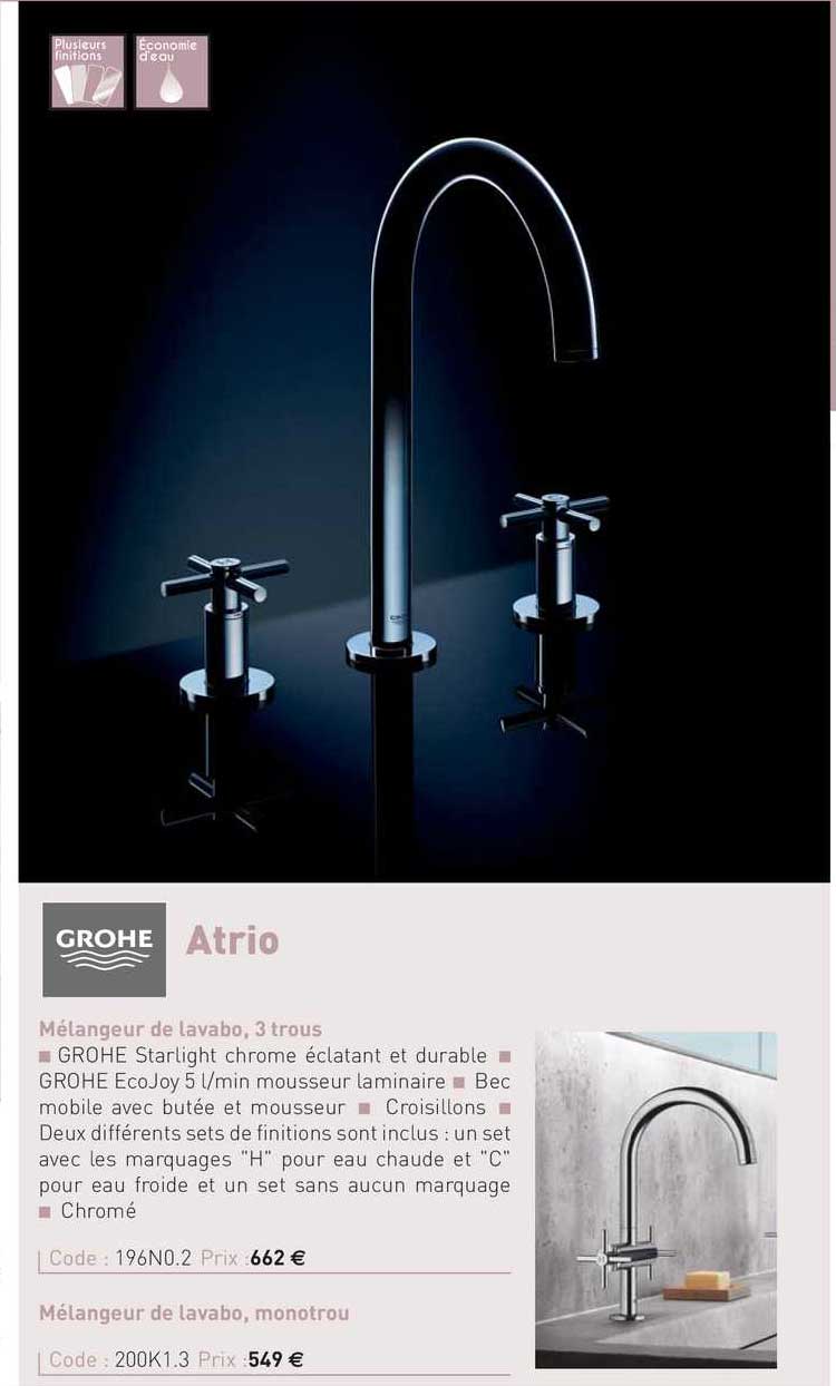 mélangeur de lavabo, 3 trous atrio grohe