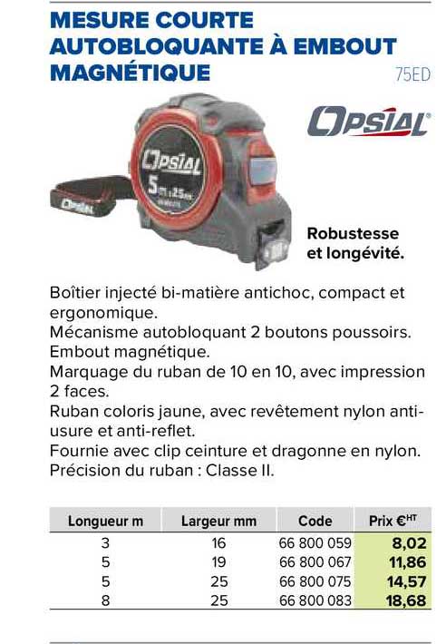 mesure courte autobloquante à embout magnétique