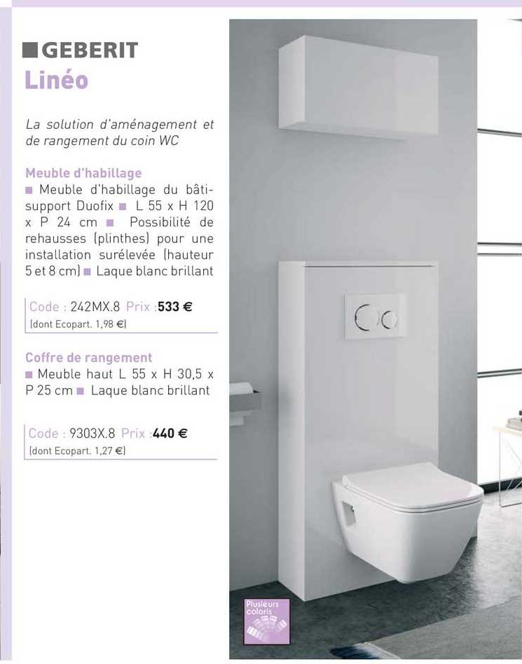 meuble d'habillage, coffre de rangement linéo geberit