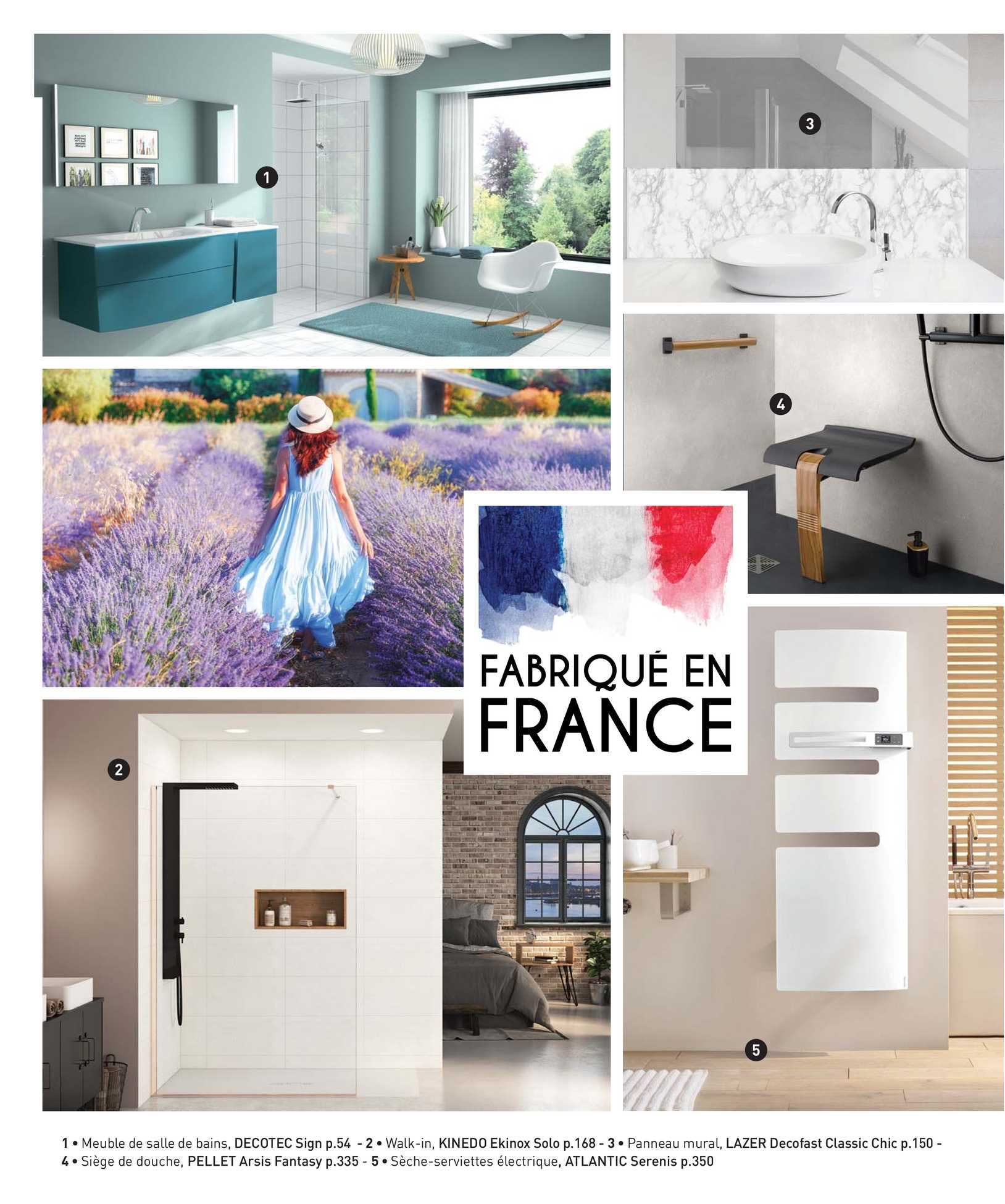 meuble de salle de bain decotec sign, walk-in kinedo ekinox solo, panneau mural lazer decofast classic chic, siège de douche pellet arsis fantasy, sèche-serviettes électrique atlantic serenis