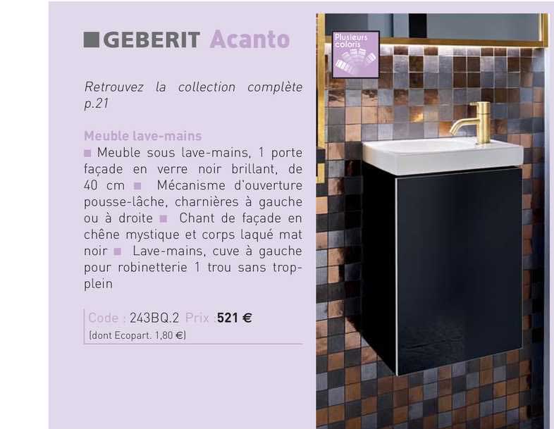 meuble lave-mains acanto geberit
