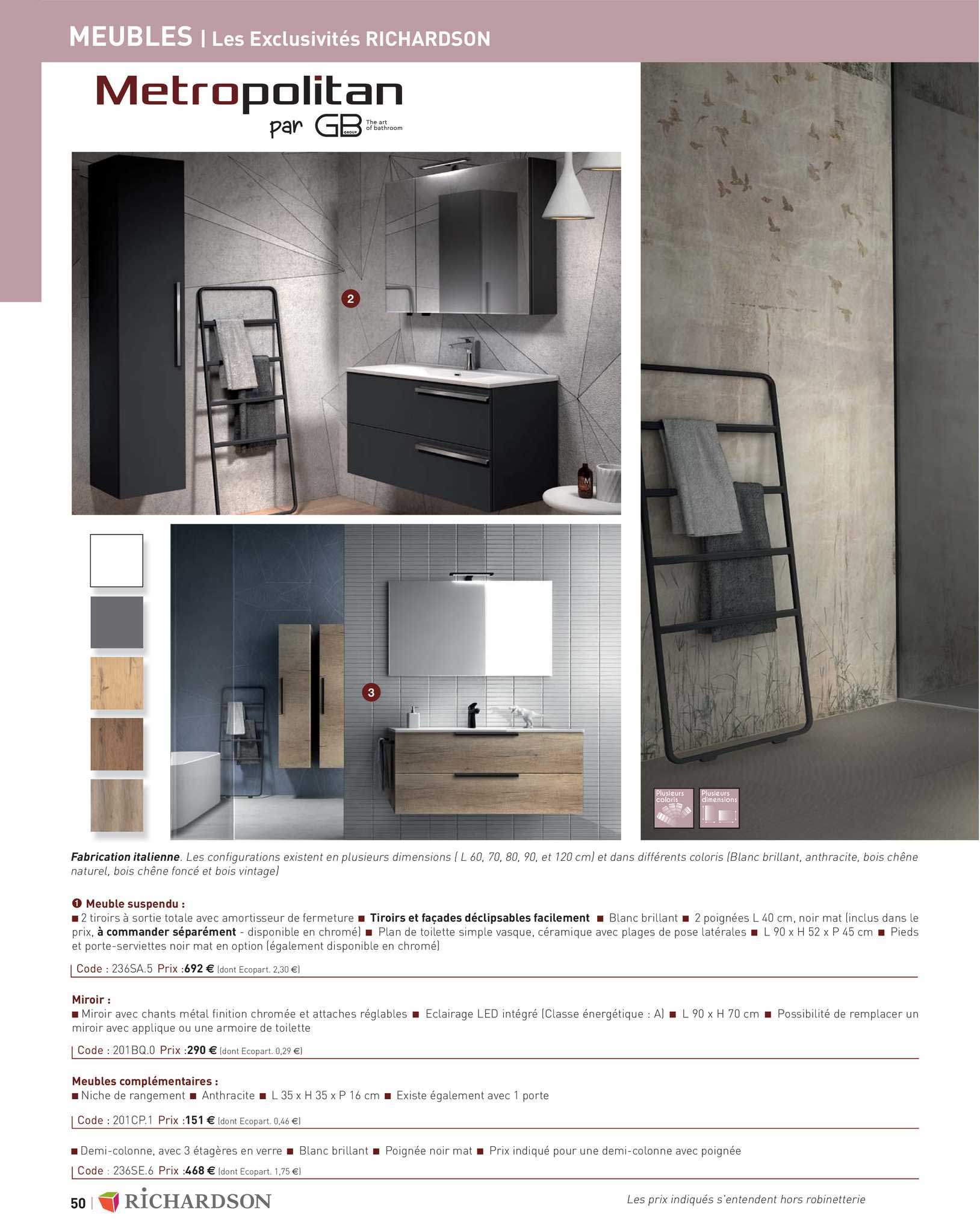 meuble suspendu, meubles complémentaires metropolitan par gb