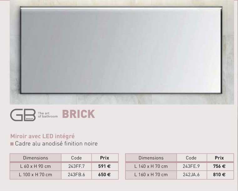 miroir avec led intégré brick gb