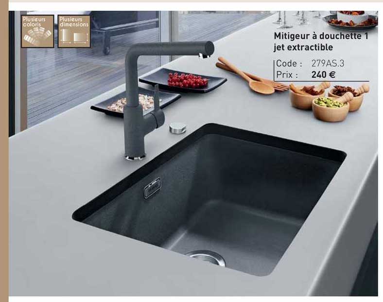 mitigeur à douchette 1 jet extractible