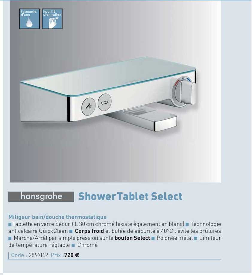 mitigeur bain-douche thermostatique shower tablet select hansgrohe