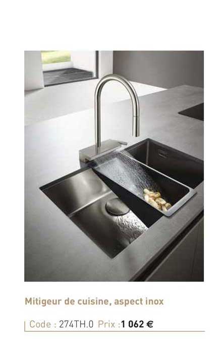 mitigeur de cuisine, aspect inox