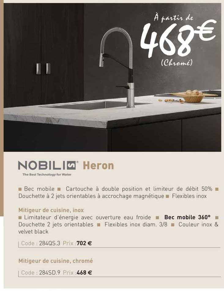 mitigeur de cuisine, inox heron nobilis