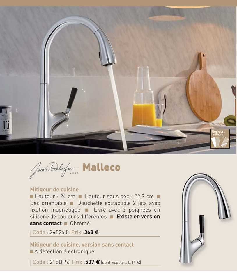 mitigeur de cuisine malleco jacob delafon