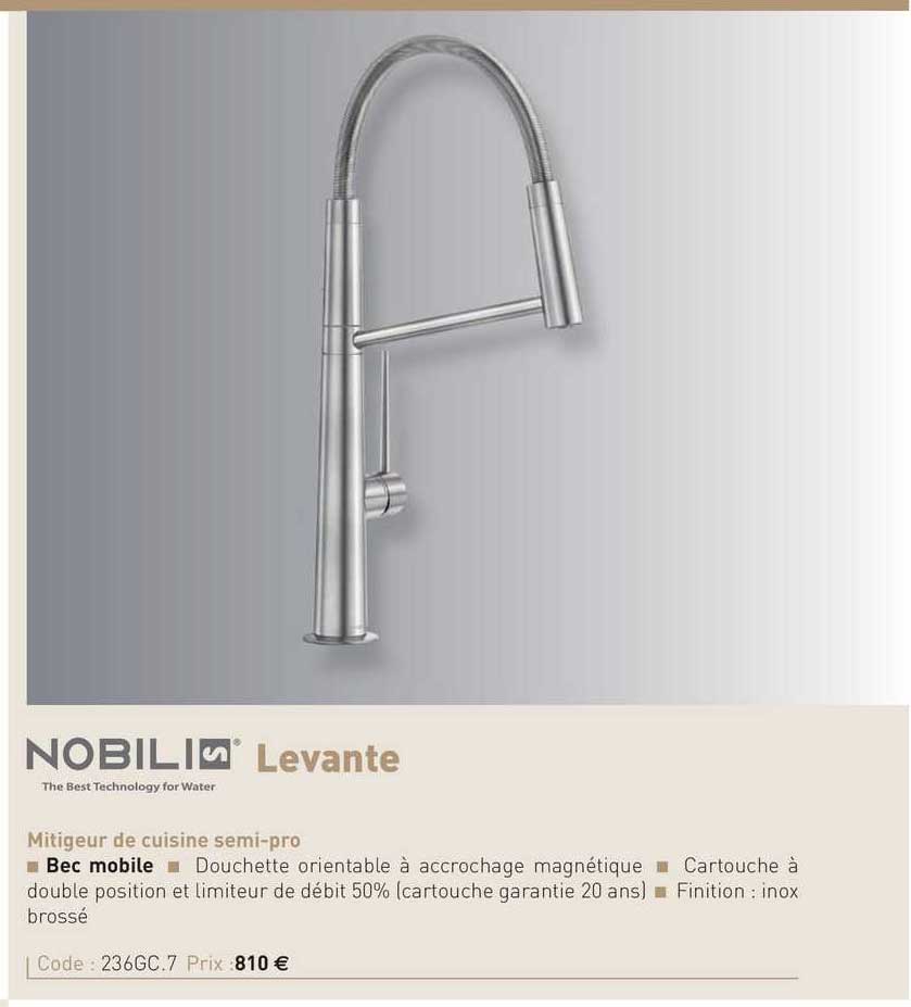 mitigeur de cuisine semi-pro levante nobilis