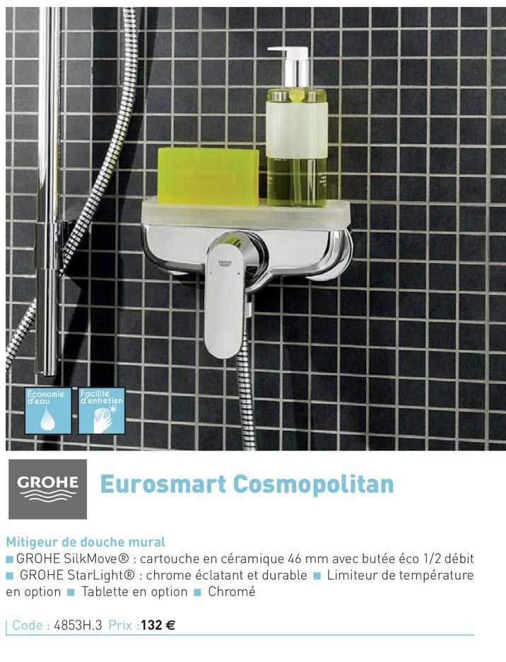 mitigeur de douche mural eurosmart cosmopolitan grohe