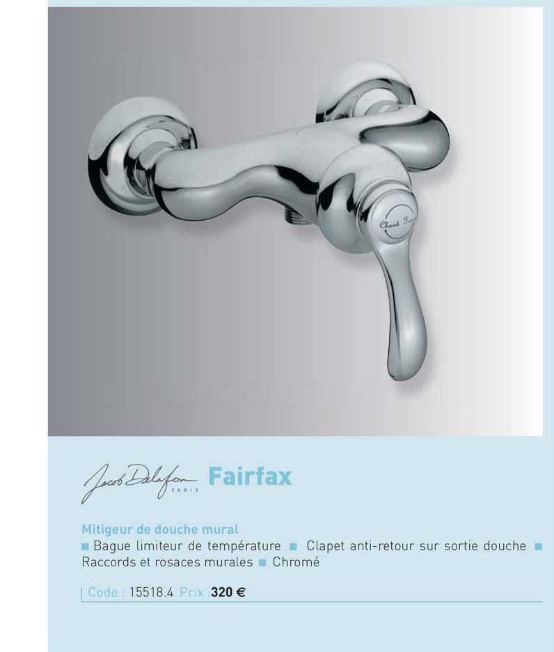 mitigeur de douche mural fairfax jacob delafon