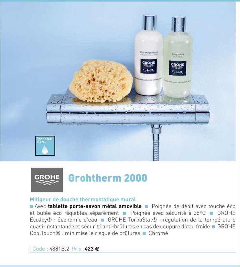 mitigeur de douche thermostatique mural grohtherm 2000 grohe