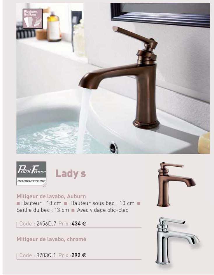 mitigeur de lavabo, auburn lady s paini france