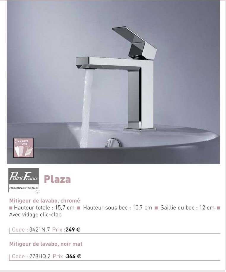 mitigeur de lavabo, chromé plaza paini france