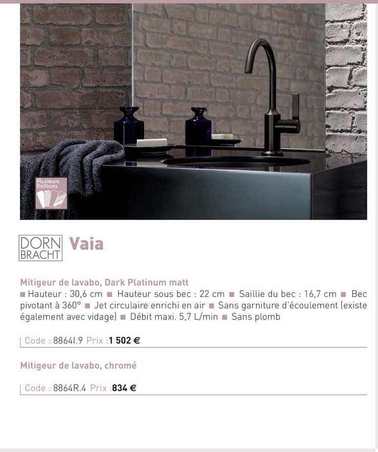 mitigeur de lavabo, dark platinum matt vaia dorn bracht