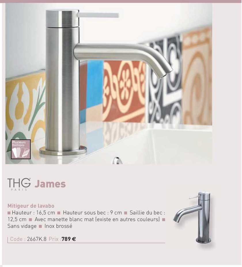 mitigeur de lavabo james thg