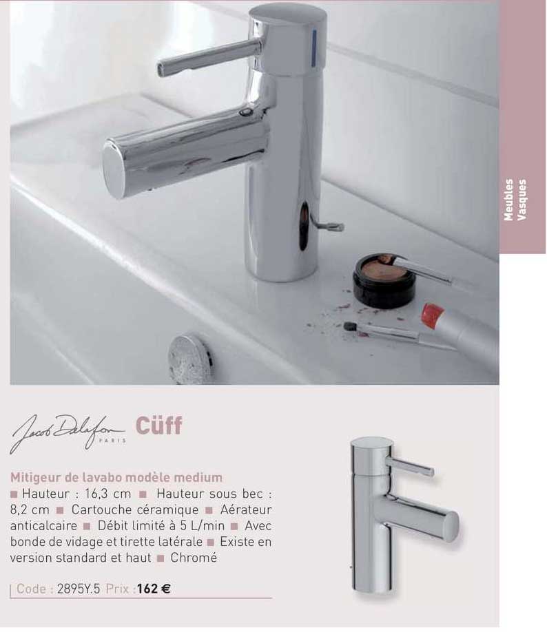 mitigeur de lavabo modèle medium cüff jacob delafon