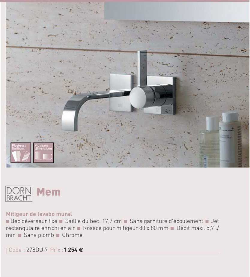 mitigeur de lavabo mural mem dorn bracht