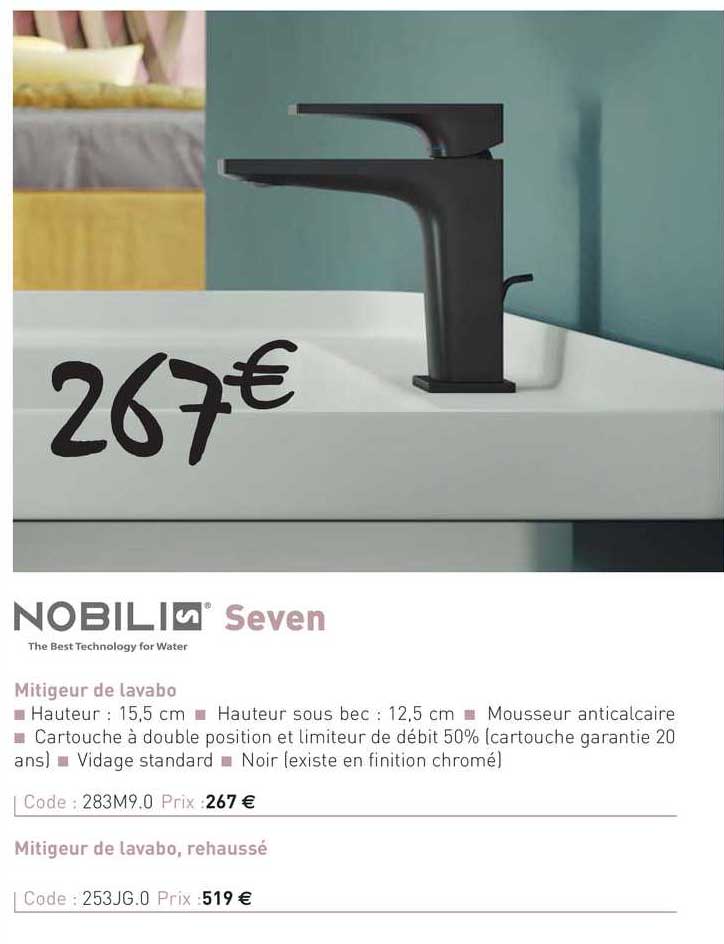 mitigeur de lavabo seven nobilis