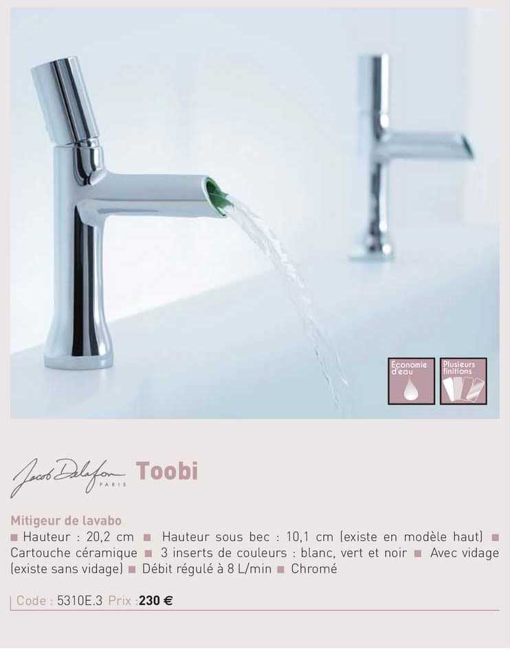 mitigeur de lavabo toobi jacob delafon