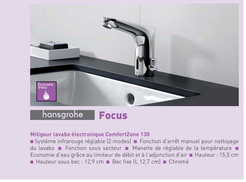 mitigeur lavabo électronique comfortzone 130 focus hansgrohe