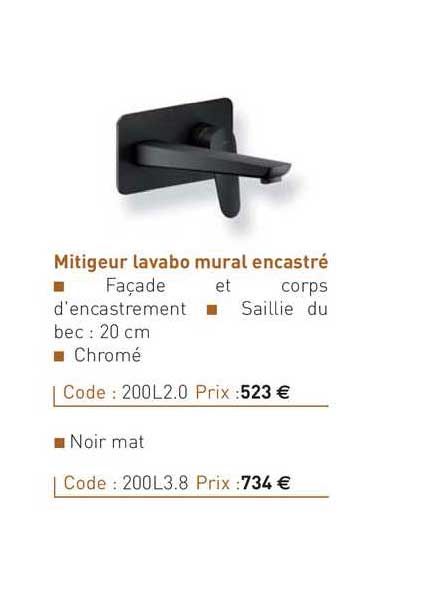mitigeur lavabo mural encastré