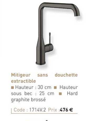 mitigeur sans douchette extractible