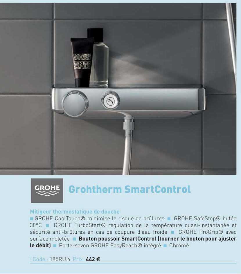 mitigeur thermostatique de douche grohtherm smartcontrol grohe