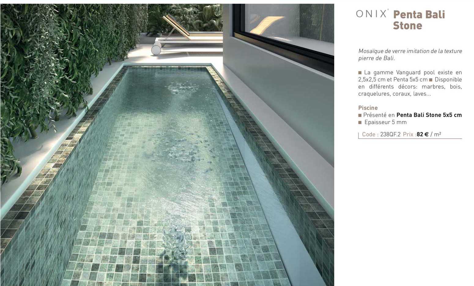 mosaïque de verre, piscine, penta bali stone onix