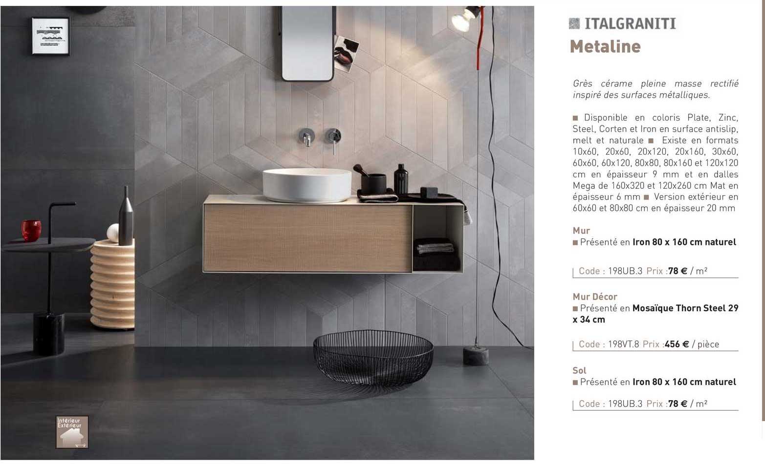 mur, mur décor, sol metaline italgraniti