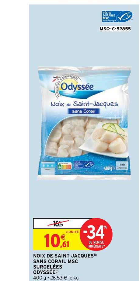 noix de saint jacques sans coral msc surgelées odyssée