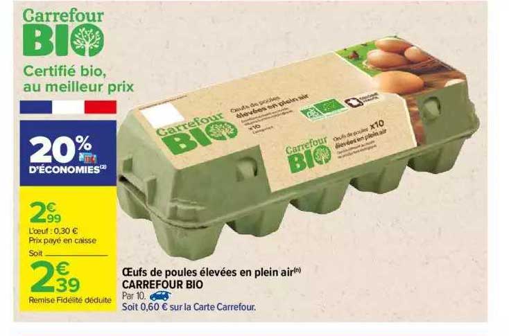 oeufs de poules élevées en plein air carrefour bio