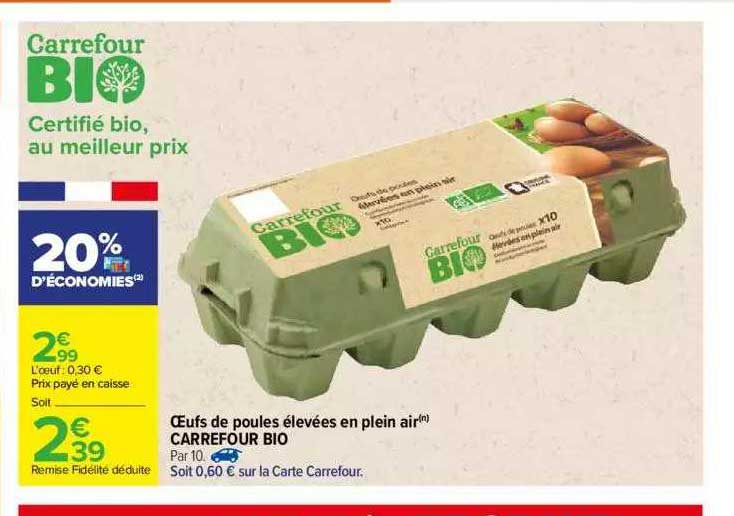 oeufs de poules élevées en plein air carrefour bio