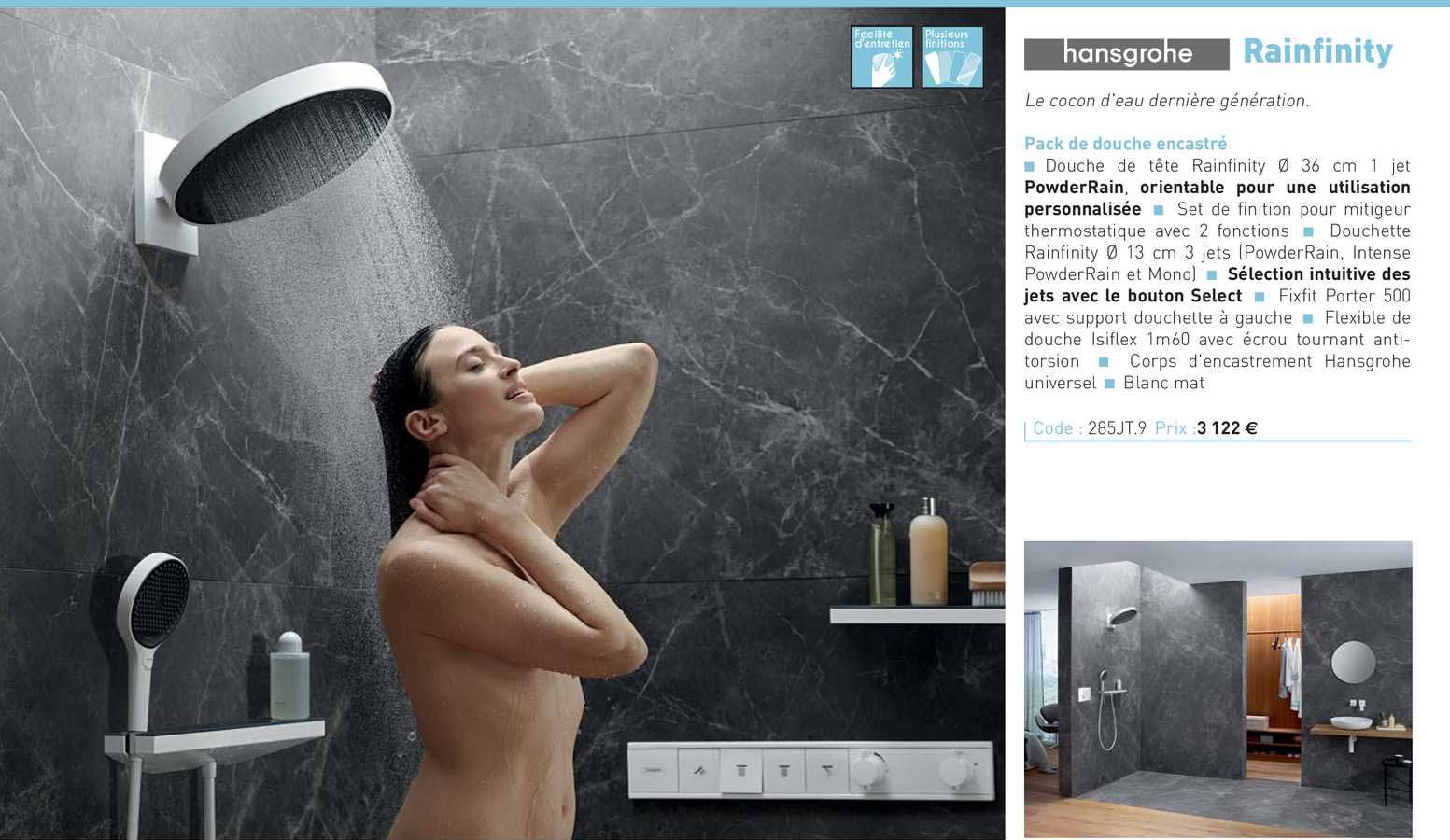 pack de douche encastré rainfinity hansgrohe