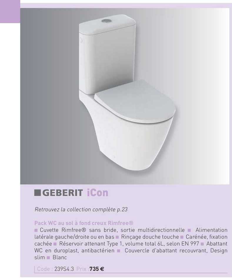 pack wc au sol à fond creux rimfree icon geberit