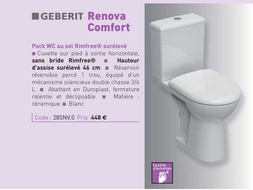 pack wc au sol rimfree surélevé renova comfort geberit