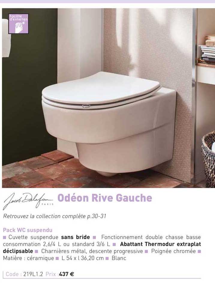 pack wc suspendu odéon rive gauche jacob delafon