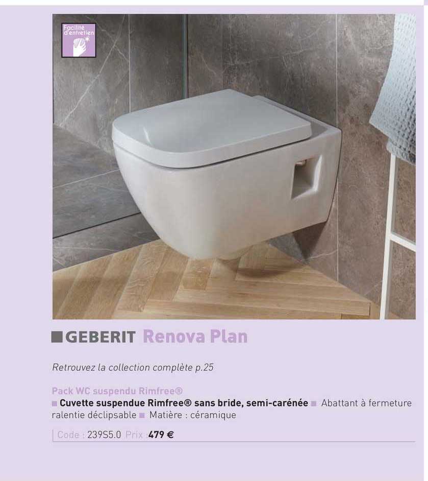 pack wc suspendu rimfree renova plan geberit