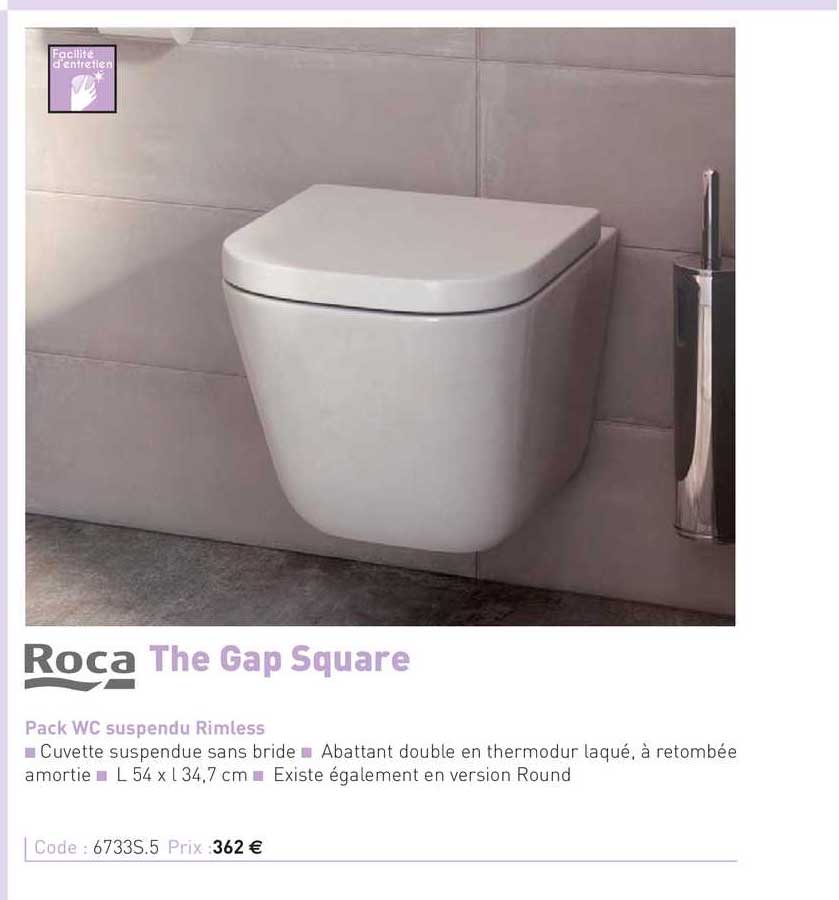 pack wc suspendu rimless, the gap square roca