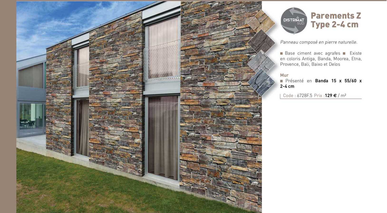 panneau composé en pierre naturelle parements z type 2-4 cm distrimat sud