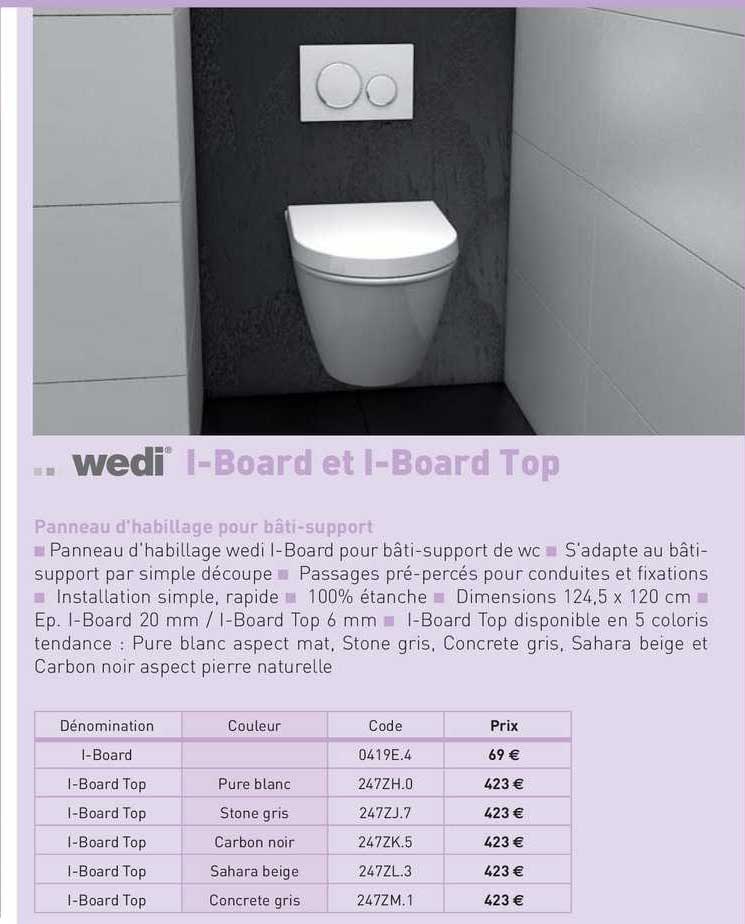 panneau d'habillage pour bâti-support, i-board et i-board top wedi
