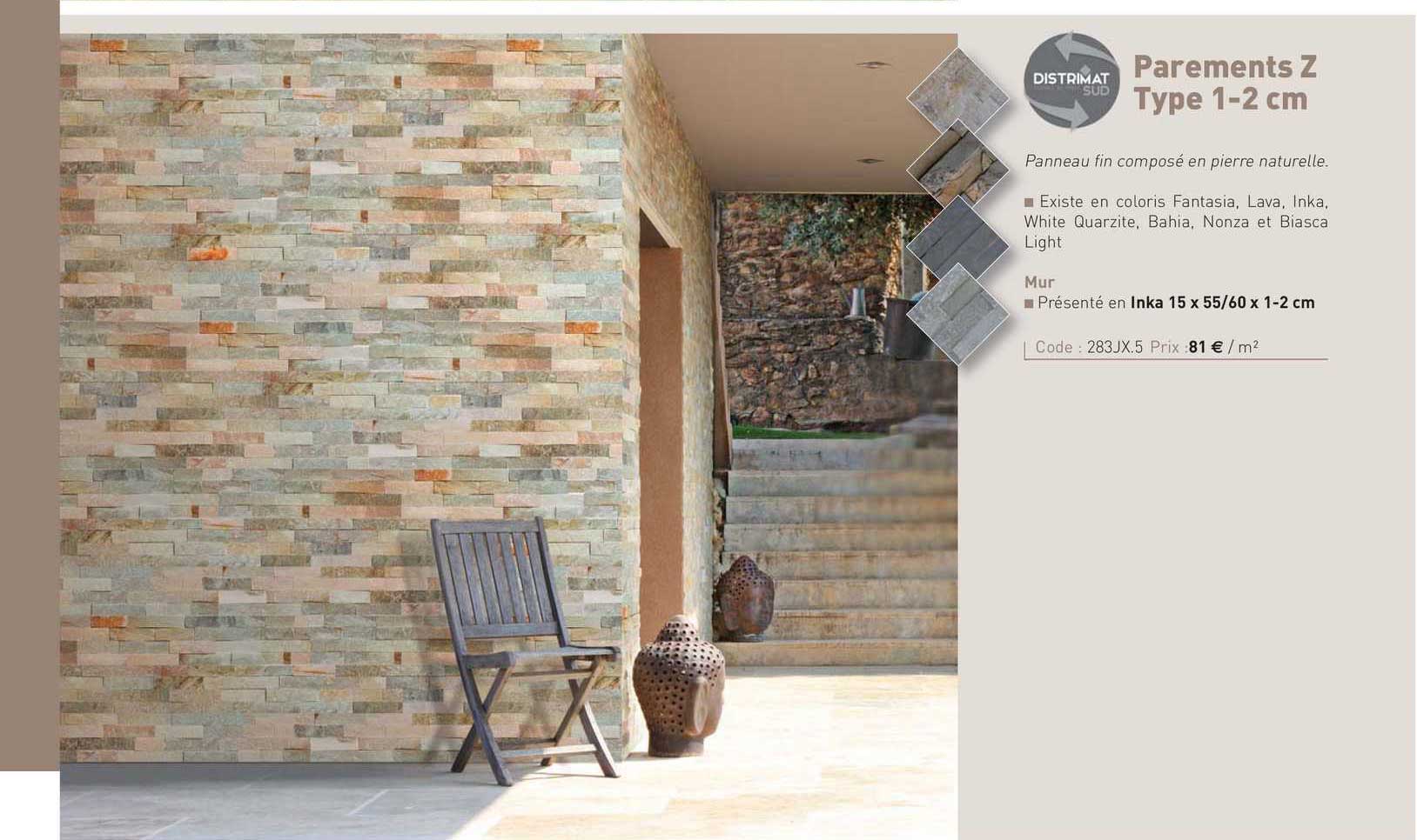 Panneau Fin Composé En Pierre Naturelle Parements Z Type 1-2 Cm Distrimat Sud