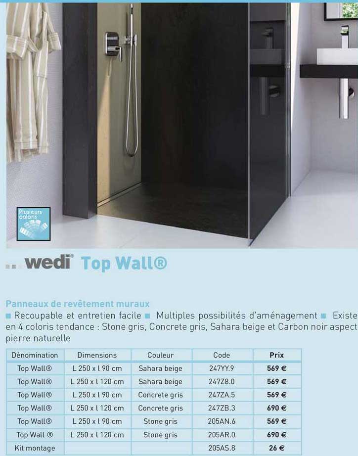 panneaux de revêtement muraux top wall wedi