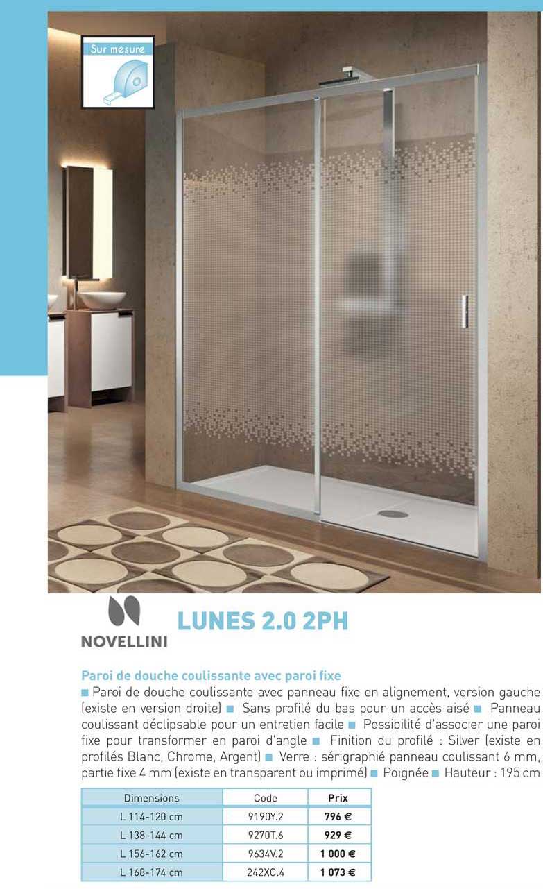 paroi de douche coulissante avec paroi fixe lunes 2.0 2ph novellini