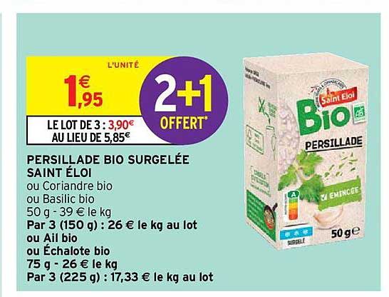 persillade bio surgelée saint éloi