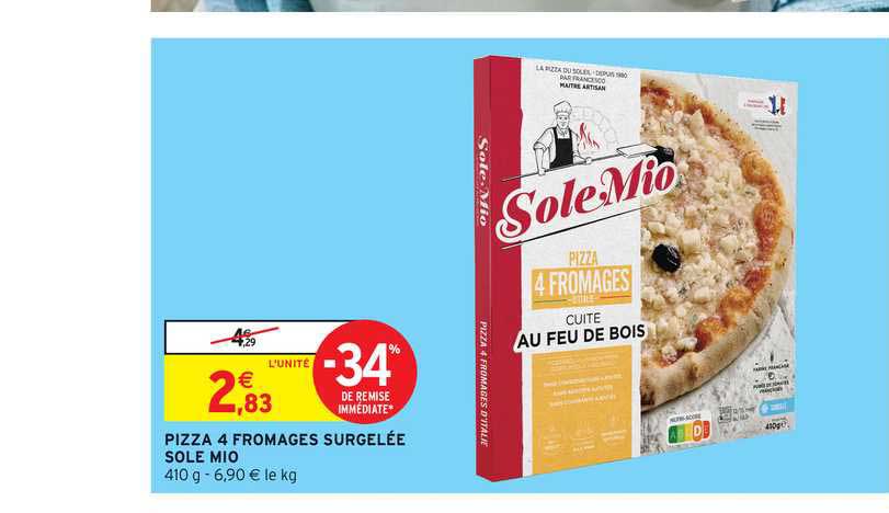 pizza 4 fromages surgelées sole mio
