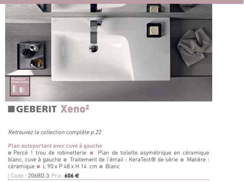 Plan Autoportant Avec Cuve à Gauche Xeno² Geberit