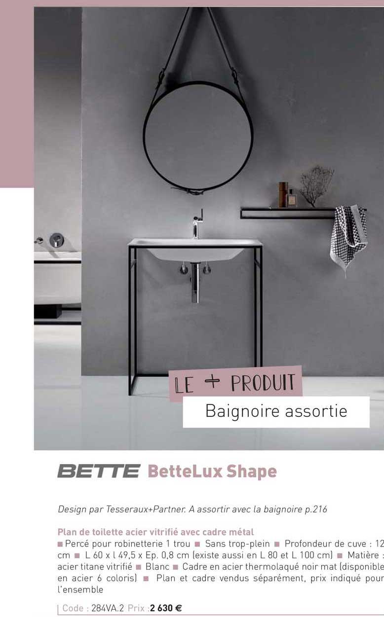 plan de toilette acier vitrifié avec cadre métal bettelux shape bette