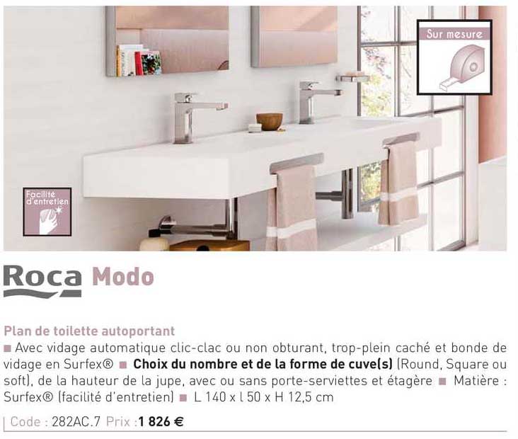 plan de toilette autoportant modo roca