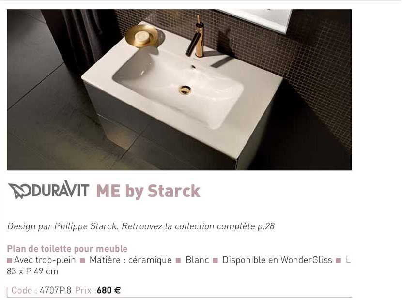 plan de toilette pour meuble me by starck duravit